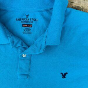 American Eagle Blue Polo Shirt XL Core Flex Classic Fit Preppy Y2K 3224
